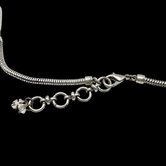 Lucky Brand Necklace Silver Tone Faux Pearl Cabochon Charms Dangle Reversible - Picture 7 of 11